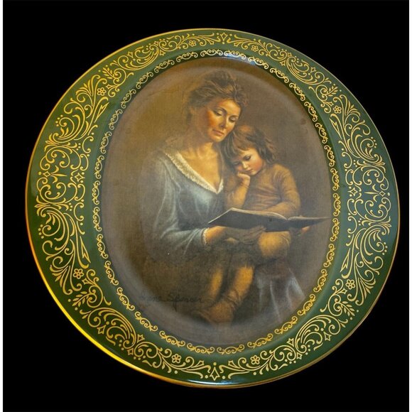First Edition Collector Plate Story Time Irene Spencer Pickard China 22K Gold - Picture 2 of 9